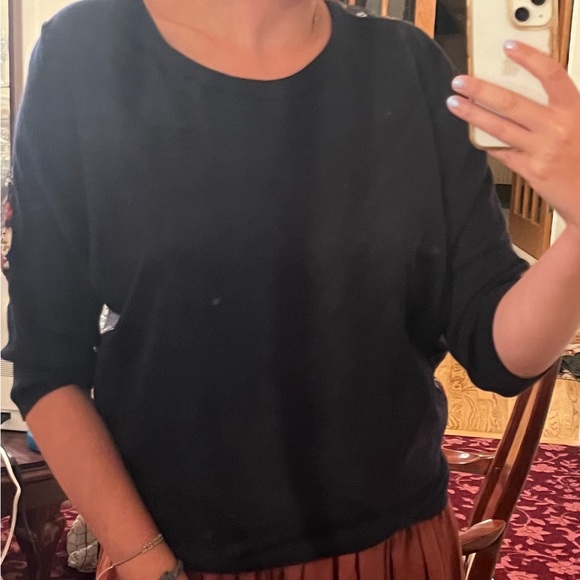 Derek Lam Collective Black Floral Knit Back Sweater Size large $240 - Picture 5 of 11